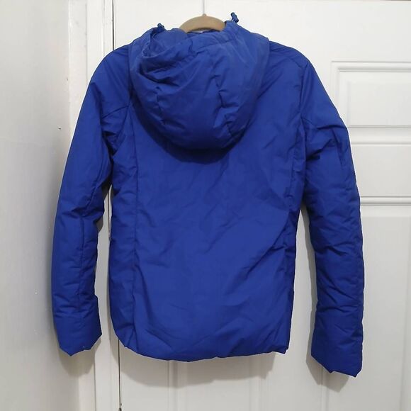 Uniqlo womens small cobalt blue puffer down jacket with hoodie coat - Picture 4 of 9
